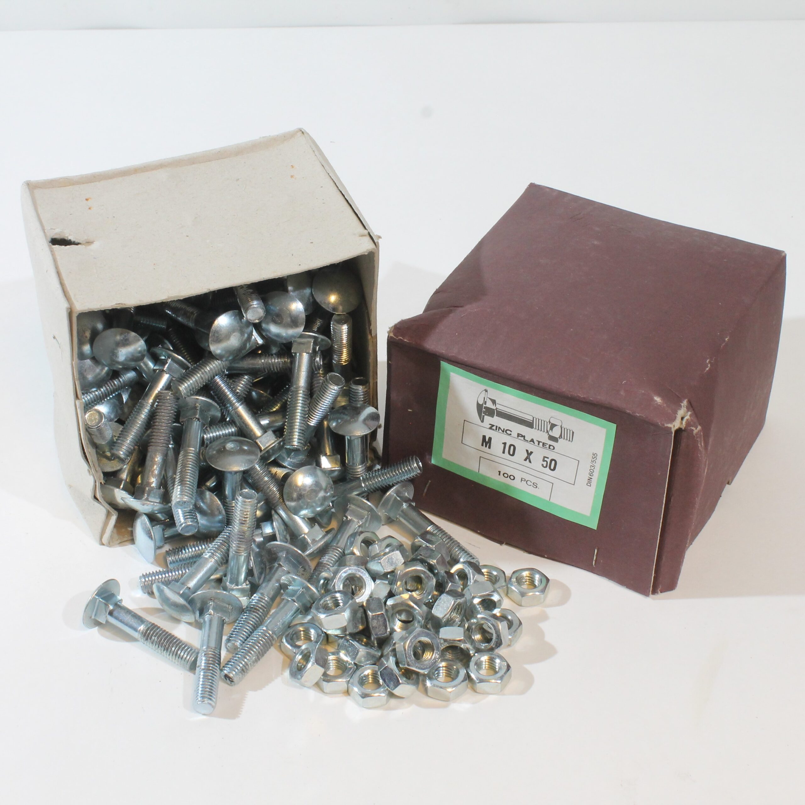 M10x50mm vognbolt med mutter