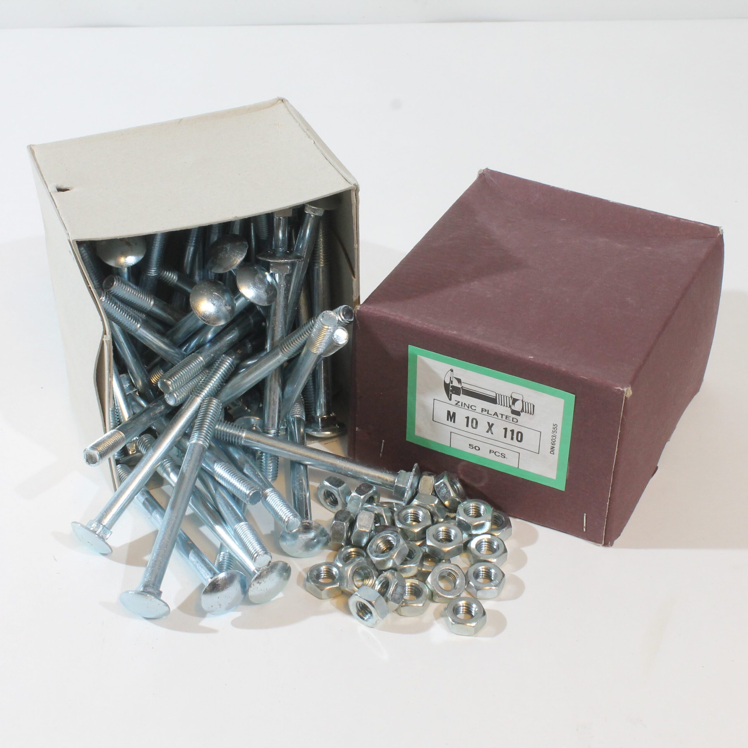 M10x110mm vognbolt med mutter